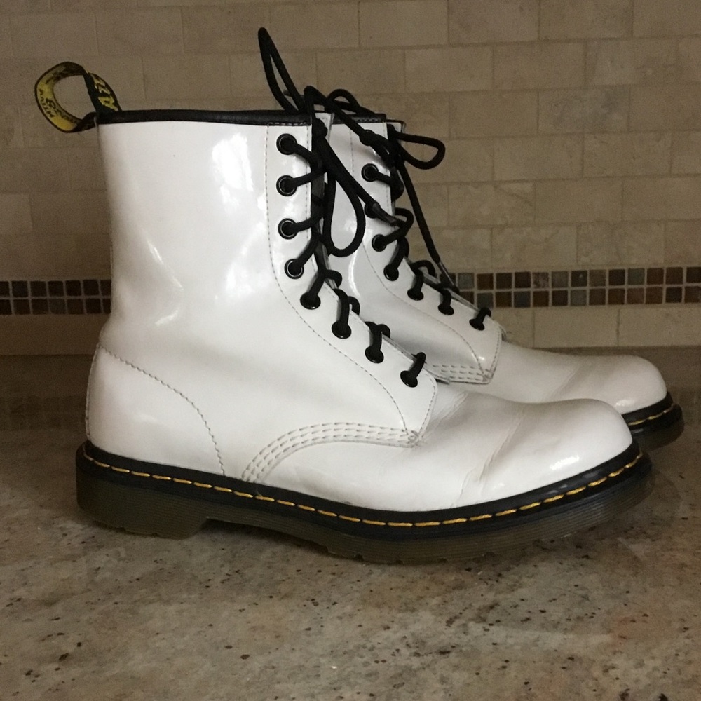 Dr. Martens 1460 White Patent Leather Combat Boots AS IS - Picture 2 of 16
